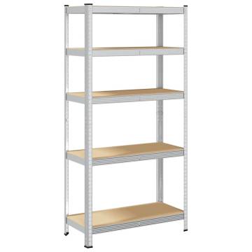 5-Layer Storage Shelf - Silver Steel & Engineered Wood