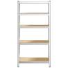 5-Layer Storage Shelf - Silver Steel & Engineered Wood