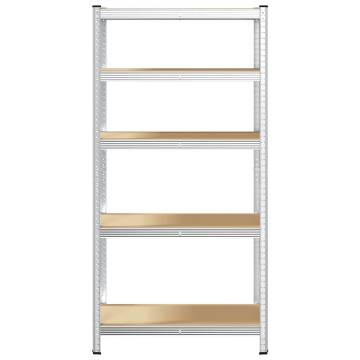 5-Layer Storage Shelf - Silver Steel & Engineered Wood