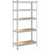 5-Layer Storage Shelf - Silver Steel & Engineered Wood