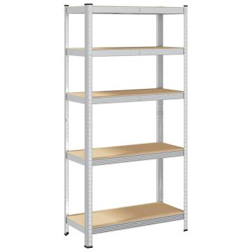 5-Layer Storage Shelf - Silver Steel & Engineered Wood