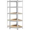 5-Layer Corner Shelf - Silver Steel & Engineered Wood | HipoMarket