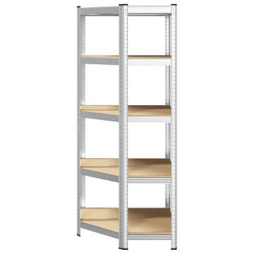 5-Layer Corner Shelf - Silver Steel & Engineered Wood | HipoMarket