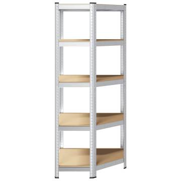 5-Layer Corner Shelf - Silver Steel & Engineered Wood | HipoMarket