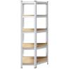 5-Layer Corner Shelf - Silver Steel & Engineered Wood | HipoMarket