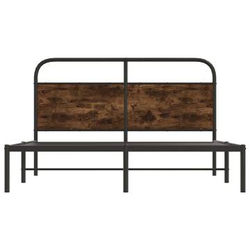 King Size Bed Frame 150x200 cm - Smoked Oak Engineered Wood