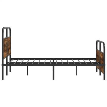 Small Double Bed Frame 120x190 cm in Smoked Oak - Hipomarket