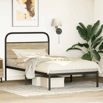 Elegant 90x200 cm Bed Frame in Sonoma Oak - No Mattress Included