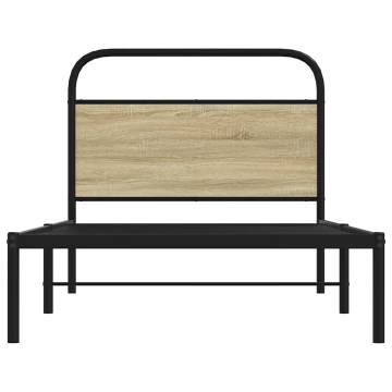 Elegant 90x200 cm Bed Frame in Sonoma Oak - No Mattress Included