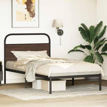 Brown Oak Bed Frame 90x200 cm - Stylish & Durable Design