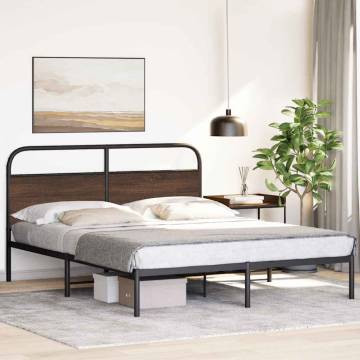 King Size Bed Frame 150x200 cm - Brown Oak Engineered Wood