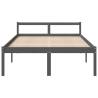 Grey Double Bed Frame 135x190 cm - Solid Pine Wood