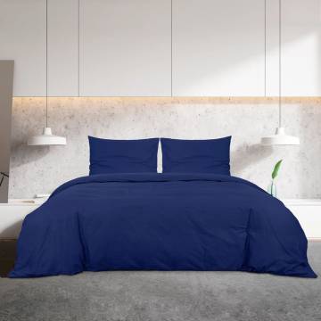 Navy Blue Duvet Cover Set 200x200 cm Cotton | HipoMarket