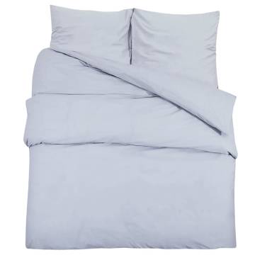 Duvet Cover Set Grey 200x200 cm Cotton - Soft & Elegant