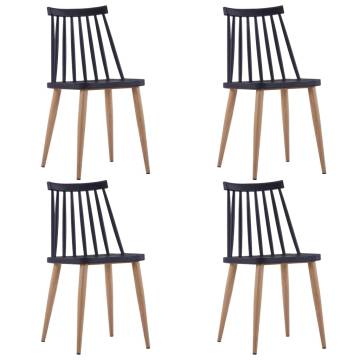 Elegant Black Plastic Dining Chairs Set of 4 | HiPo Market