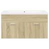 Stylish Bathroom Sink Cabinet with Built-in Basin - Sonoma Oak