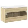 Stylish Bathroom Sink Cabinet with Built-in Basin - Sonoma Oak