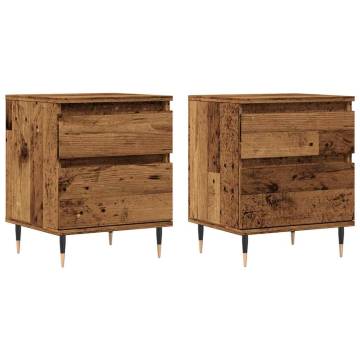 Stylish Bedside Cabinets - 2 pcs Old Wood | Hipo Market UK