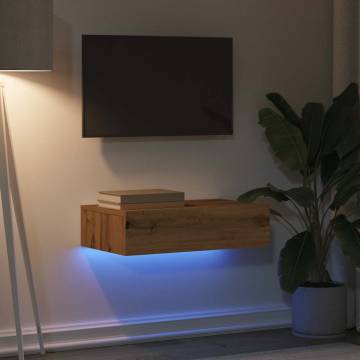 Stylish TV Cabinet with LED Lights - Artisan Oak | HipoMarket