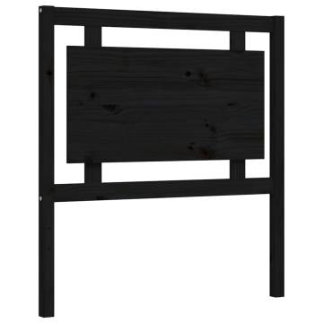 Black Bed Frame with Headboard - 90x200 cm Solid Wood | HipoMarket