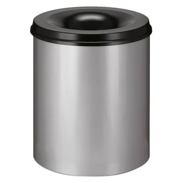 V-Part Waste Paper Bin 80L - Self-Extinguishing Silver & Black