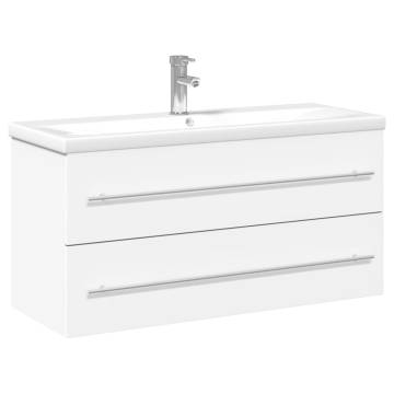 Stylish Bathroom Sink Cabinet with Built-in Basin - White