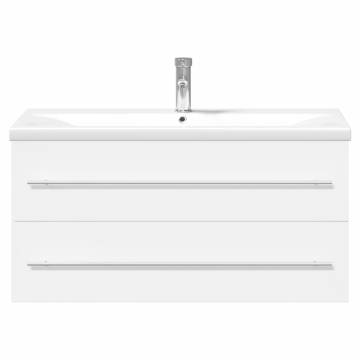 Stylish Bathroom Sink Cabinet with Built-in Basin - White