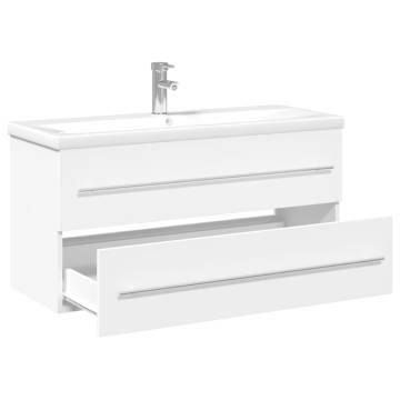 Stylish Bathroom Sink Cabinet with Built-in Basin - White