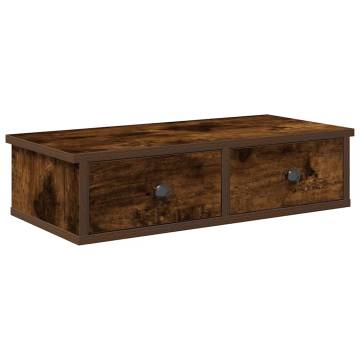 Wall Shelf with Drawers - Smoked Oak 60x25x15 cm | HiPo Market