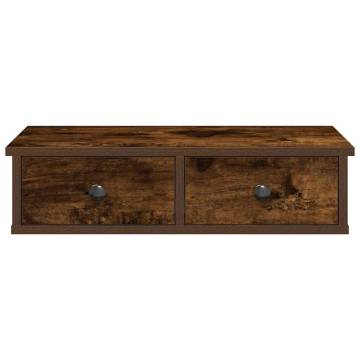 Wall Shelf with Drawers - Smoked Oak 60x25x15 cm | HiPo Market