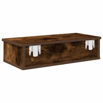 Wall Shelf with Drawers - Smoked Oak 60x25x15 cm | HiPo Market