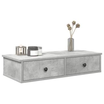 Wall Shelf with Drawers - Concrete Grey 80x31 cm | HipoMarket