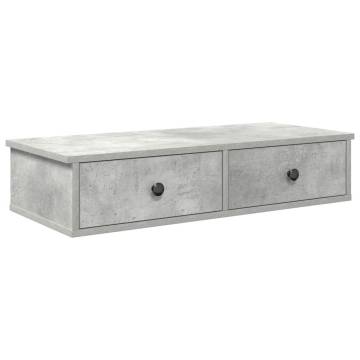 Wall Shelf with Drawers - Concrete Grey 80x31 cm | HipoMarket