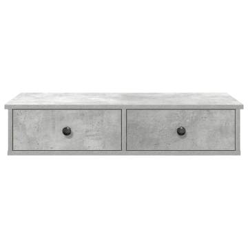 Wall Shelf with Drawers - Concrete Grey 80x31 cm | HipoMarket