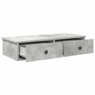 Wall Shelf with Drawers - Concrete Grey 80x31 cm | HipoMarket