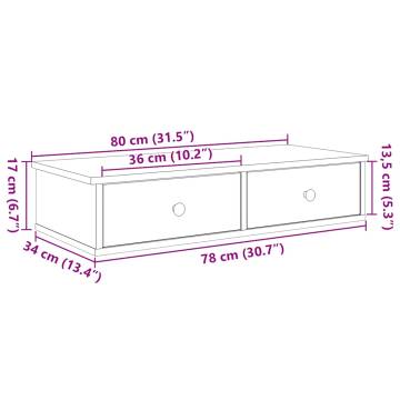 Wall Shelf with Drawers - Concrete Grey 80x31 cm | HipoMarket