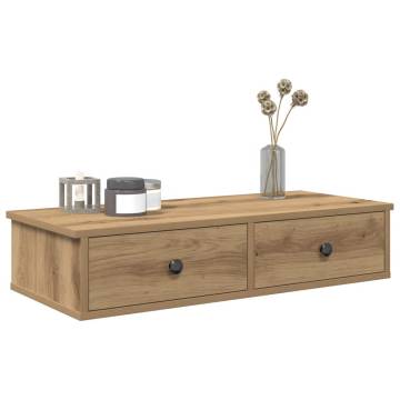 Wall Shelf with Drawers - Artisan Oak - 80x31x17 cm