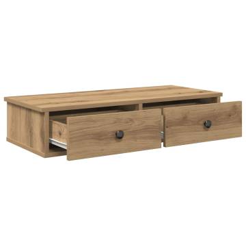 Wall Shelf with Drawers - Artisan Oak - 80x31x17 cm