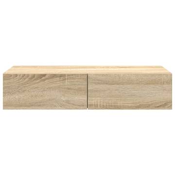 Wall Shelf with Drawers - Sonoma Oak | HipoMarket