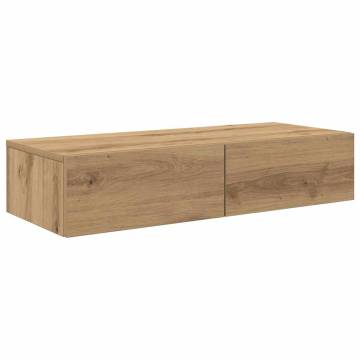 Wall Shelf with Drawers - Artisan Oak, 80x33x17 cm