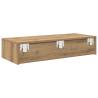 Wall Shelf with Drawers - Artisan Oak, 80x33x17 cm