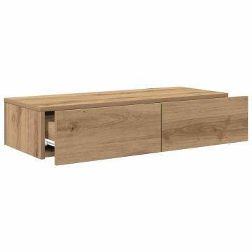 Wall Shelf with Drawers - Artisan Oak, 80x33x17 cm