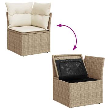 5 Piece Garden Sofa Set - Beige Poly Rattan & Acacia