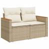 7 Piece Garden Sofa Set with Cushions - Beige Poly Rattan