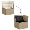 7 Piece Garden Sofa Set with Cushions - Beige Poly Rattan