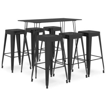 7 Piece Black Bar Set - Modern & Durable Design