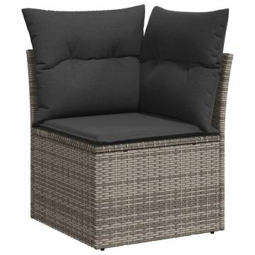 7 Piece Garden Sofa Set with Cushions - Grey Poly Rattan