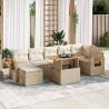  8 Piece Garden Sofa Set with Cushions Beige Poly Rattan Acacia Colour beige and cream Model with storage Number of 8 