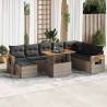  7 Piece Garden Sofa Set with Cushions Grey Poly Rattan Acacia Colour grey Model with storage Number of 9 