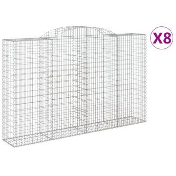 Arched Gabion Baskets - 8 pcs Galvanised Iron | HipoMarket